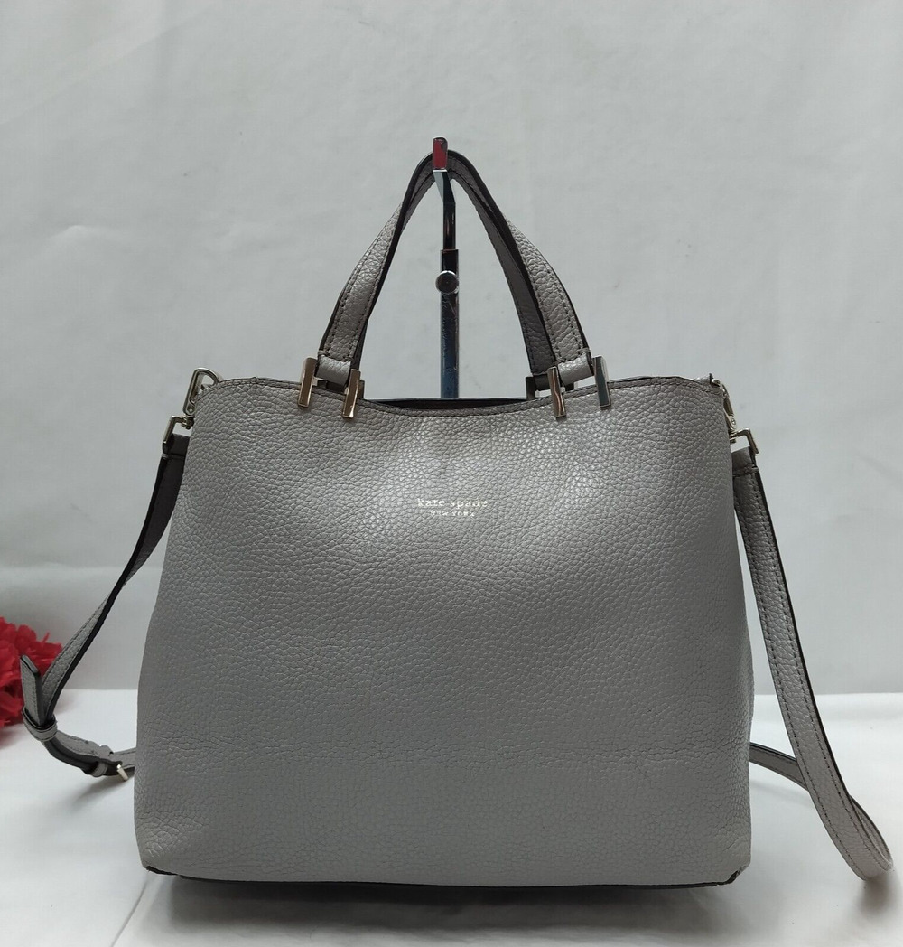 Kate Spade New York Gray Pebbled Leather Double Handles Satchel Bag